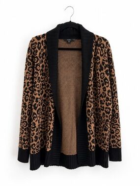 GUESS Leopard Print Open Front Cardigan Size L